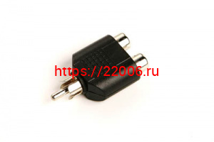 Переходник штекер RCA штекер - 2гн. RCA пластик Переходник штекер RCA штекер - 2гн. RCA пластик
